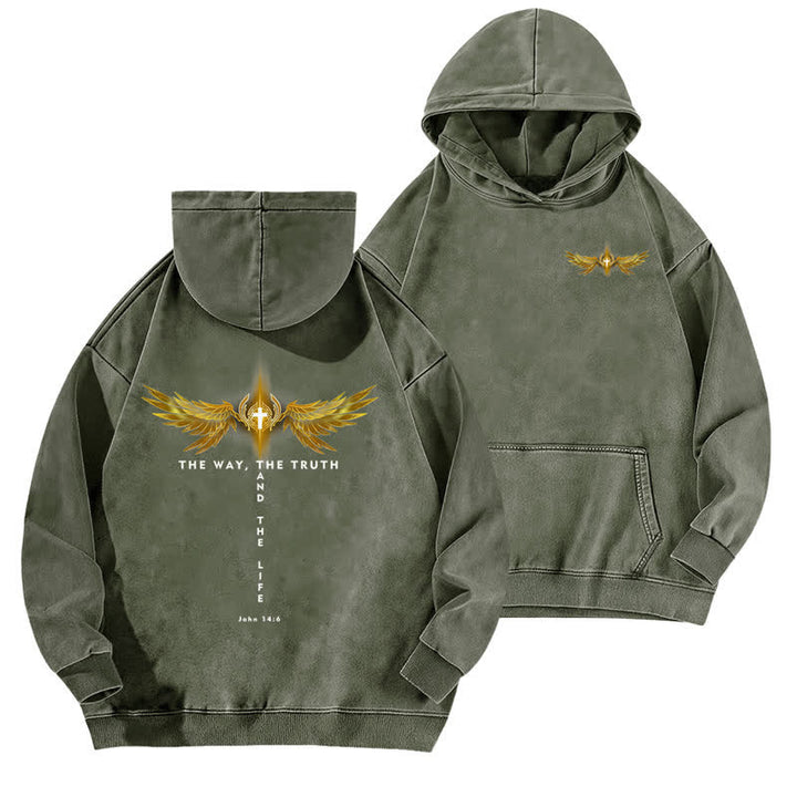 Christianartworkshop Der Weg, die Wahrheit und das Leben gewaschen Hoodie - Armeegrün - 5XL - image 12