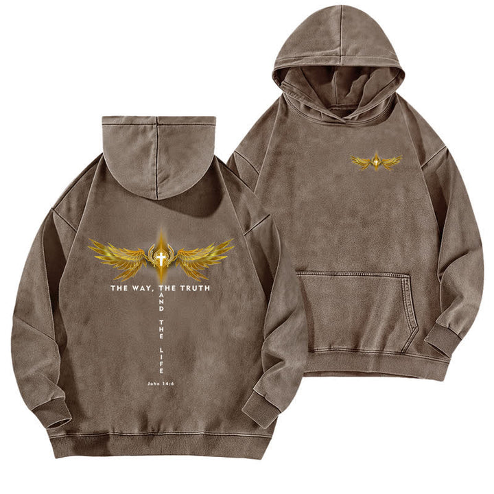 Christianartworkshop Der Weg, die Wahrheit und das Leben gewaschen Hoodie - Kaffee - 5XL - image 9