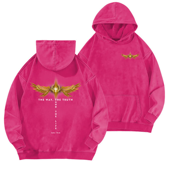 Christianartworkshop Der Weg, die Wahrheit und das Leben gewaschen Hoodie - Rose - 5XL - image 15