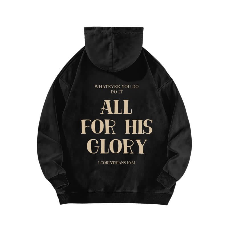 Christianartworkshop Beige gewaschener Hoodie mit Aufdruck des Bibelverses „All For His Glory“. - image 4