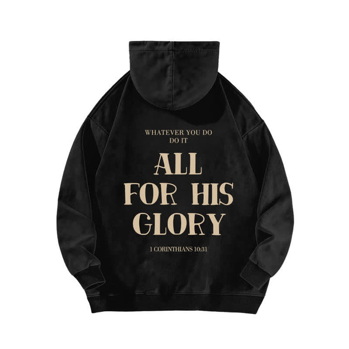 Christianartworkshop Beige gewaschener Hoodie mit Aufdruck des Bibelverses „All For His Glory“. - image 4