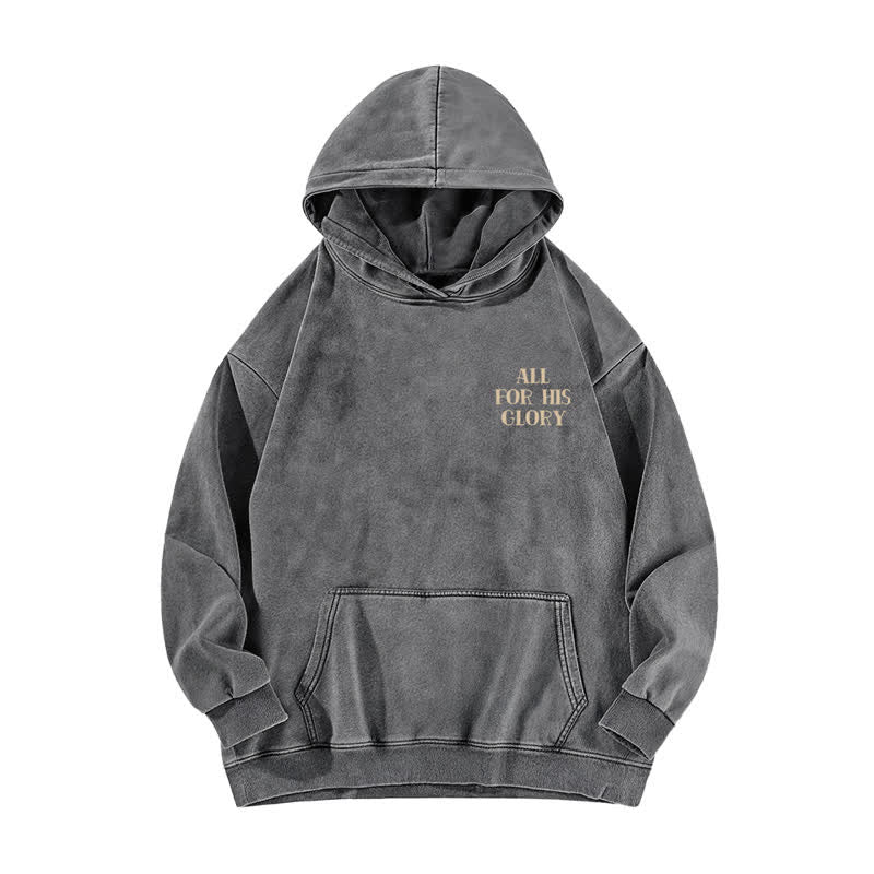 Christianartworkshop Beige gewaschener Hoodie mit Aufdruck des Bibelverses „All For His Glory“. - image 8