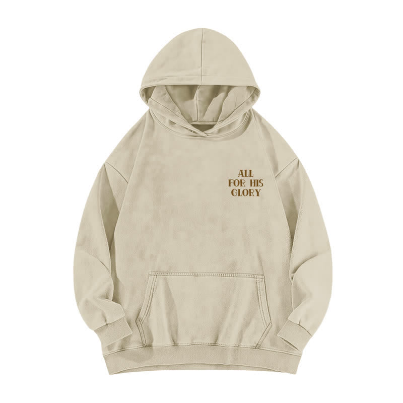 Christianartworkshop Beige gewaschener Hoodie mit Aufdruck des Bibelverses „All For His Glory“. - image 2