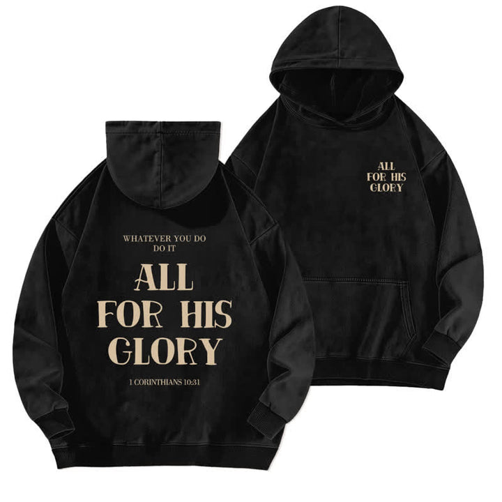 Christianartworkshop Beige gewaschener Hoodie mit Aufdruck des Bibelverses „All For His Glory“. - Schwarz - 5XL - image 3
