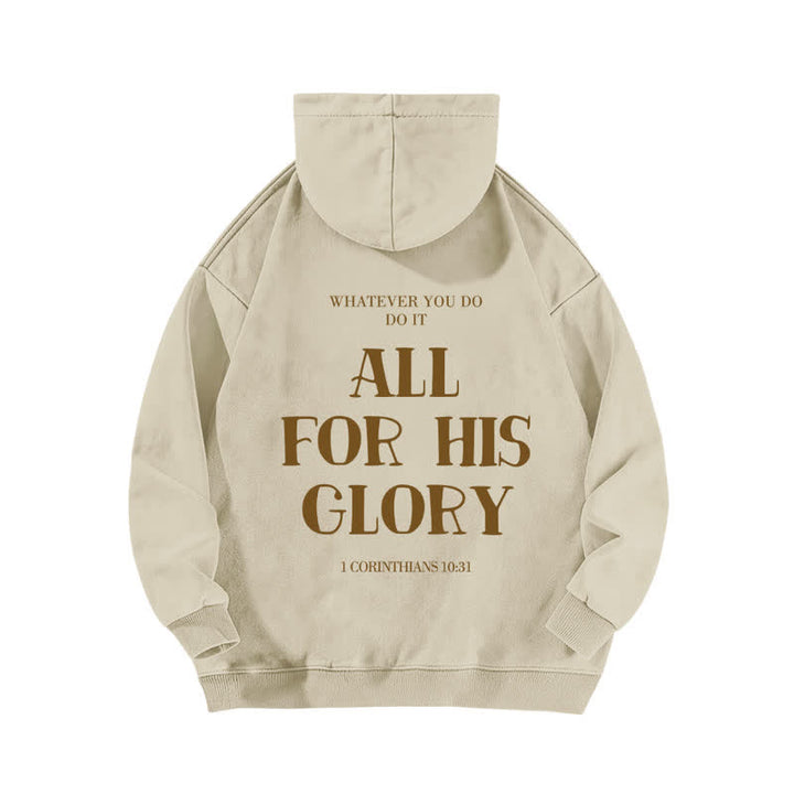 Christianartworkshop Beige gewaschener Hoodie mit Aufdruck des Bibelverses „All For His Glory“. - image 1