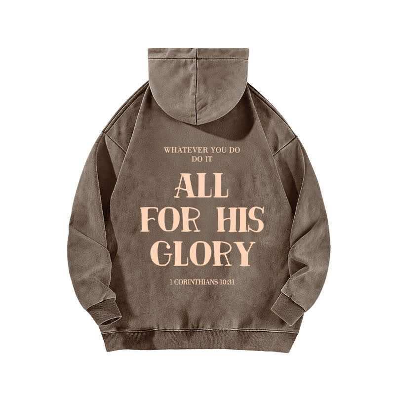 Christianartworkshop Beige gewaschener Hoodie mit Aufdruck des Bibelverses „All For His Glory“. - image 13