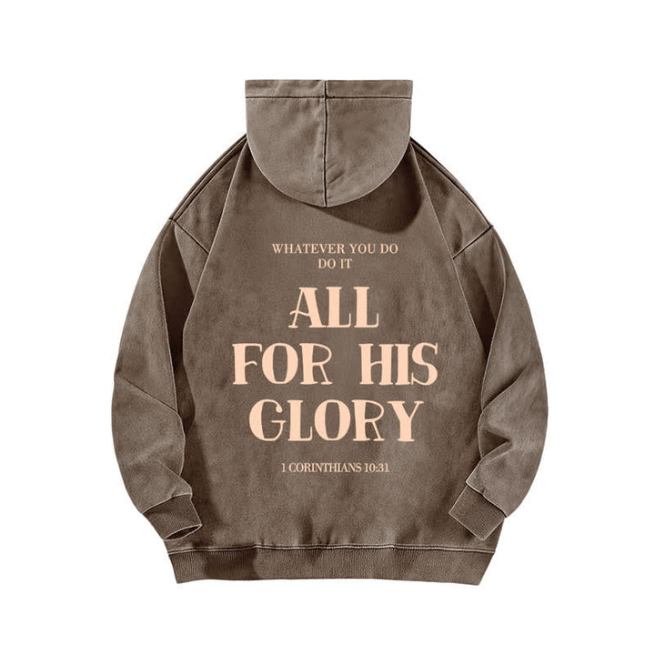 Christianartworkshop Beige gewaschener Hoodie mit Aufdruck des Bibelverses „All For His Glory“. - image 13