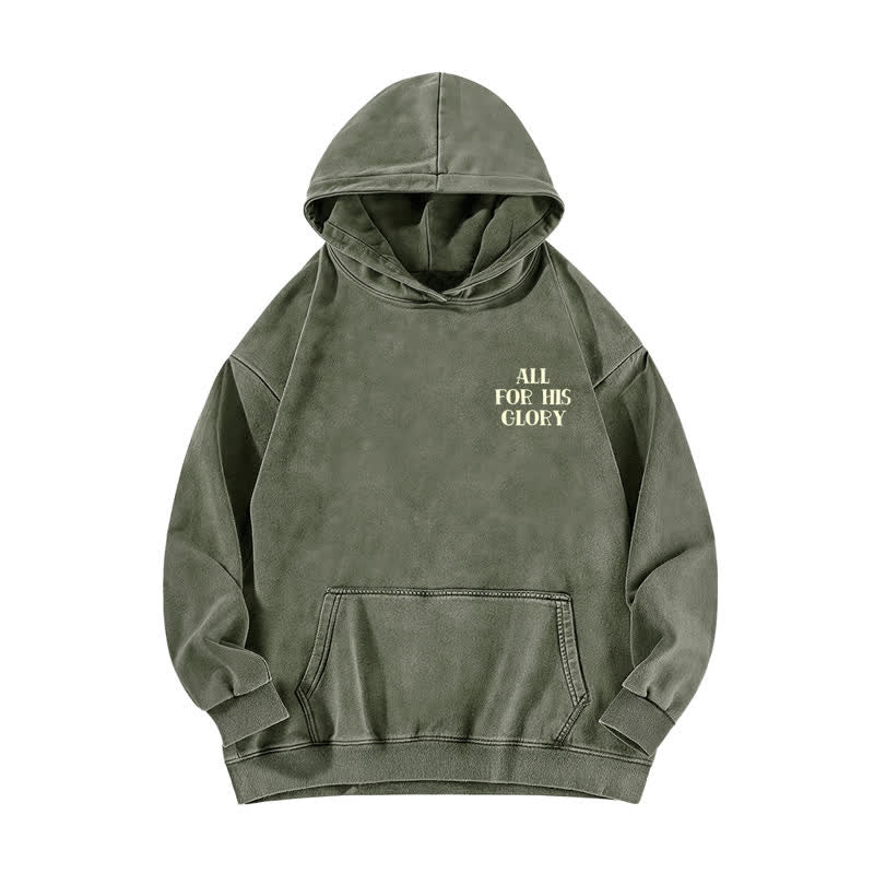 Christianartworkshop Beige gewaschener Hoodie mit Aufdruck des Bibelverses „All For His Glory“. - image 11
