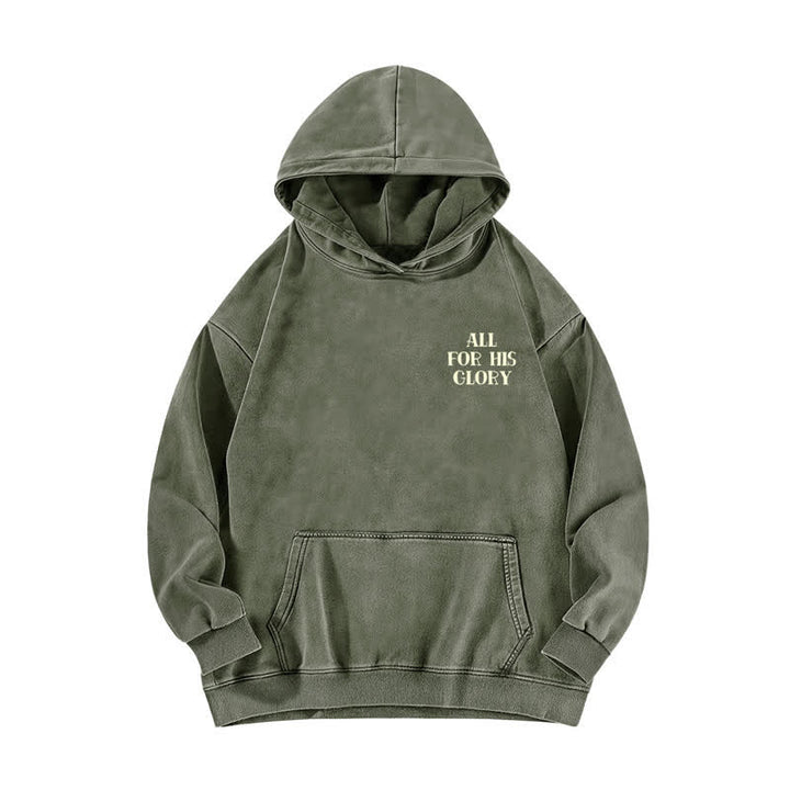 Christianartworkshop Beige gewaschener Hoodie mit Aufdruck des Bibelverses „All For His Glory“. - image 11