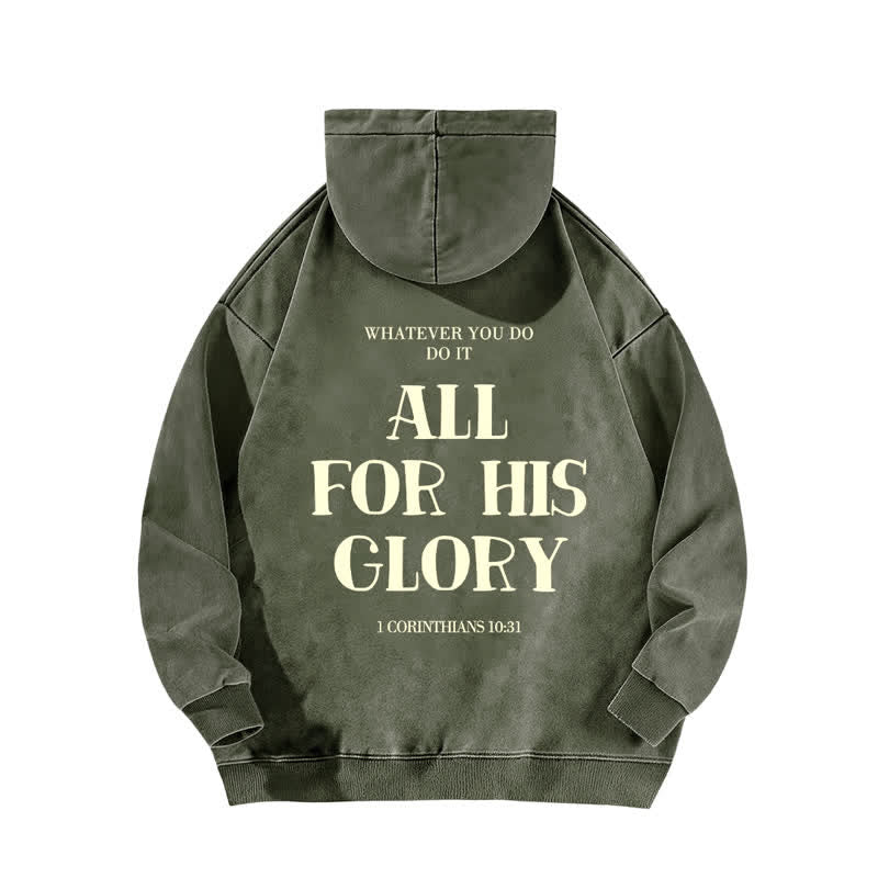Christianartworkshop Beige gewaschener Hoodie mit Aufdruck des Bibelverses „All For His Glory“. - image 10