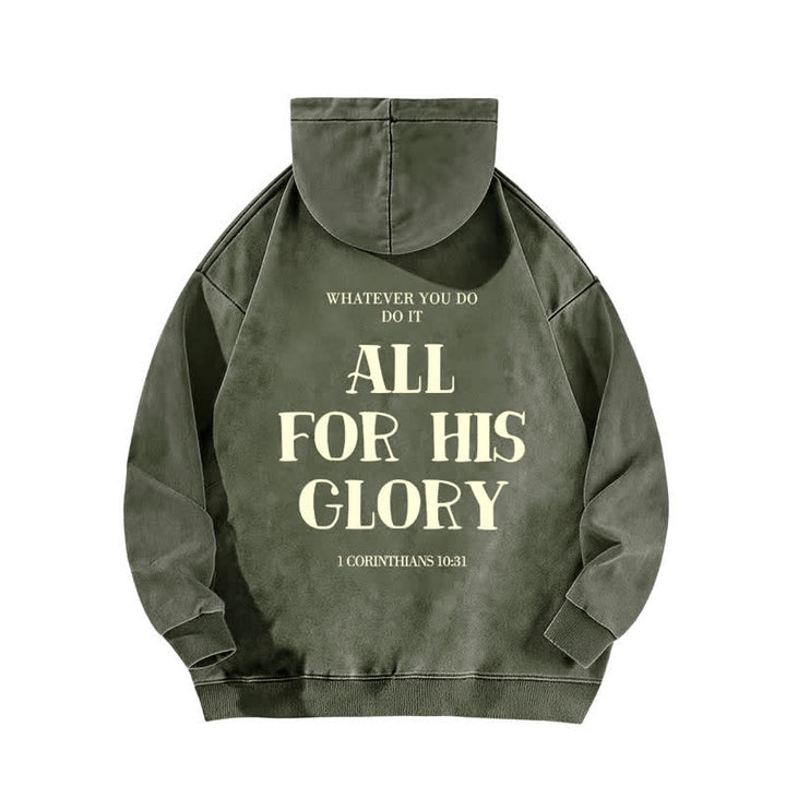 Christianartworkshop Beige gewaschener Hoodie mit Aufdruck des Bibelverses „All For His Glory“. - image 10