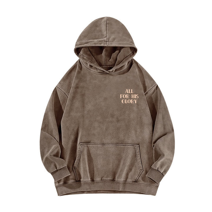 Christianartworkshop Beige gewaschener Hoodie mit Aufdruck des Bibelverses „All For His Glory“. - image 14