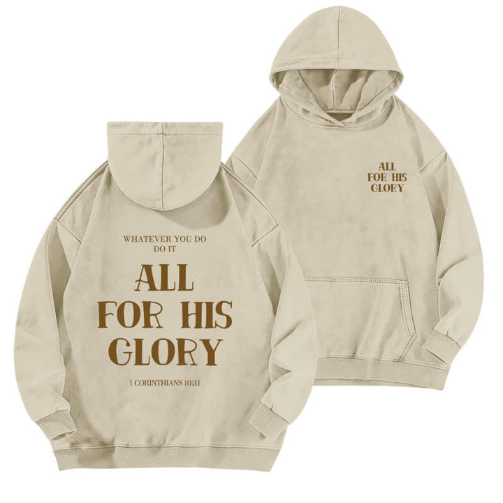 Christianartworkshop Beige gewaschener Hoodie mit Aufdruck des Bibelverses „All For His Glory“. - Aprikose - 5XL - image 0