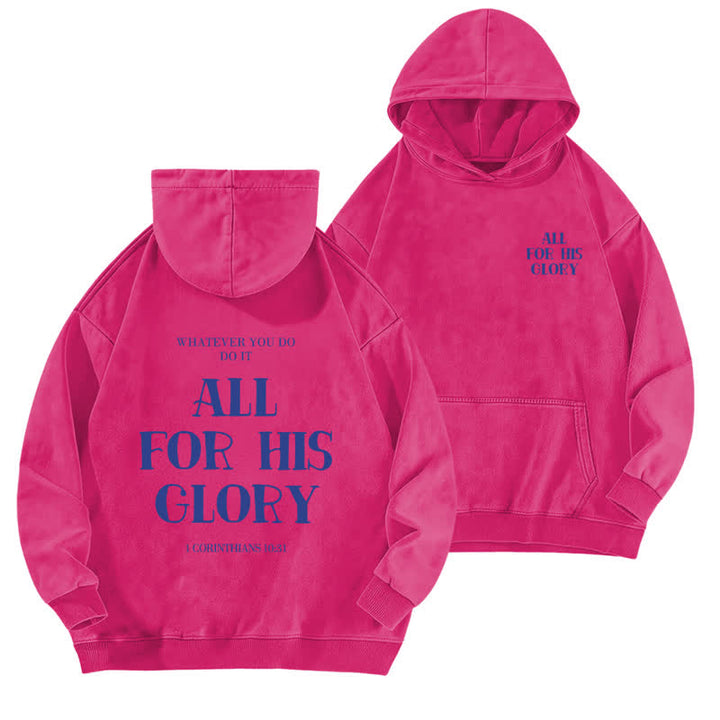 Christianartworkshop Beige gewaschener Hoodie mit Aufdruck des Bibelverses „All For His Glory“. - Rose - 5XL - image 15
