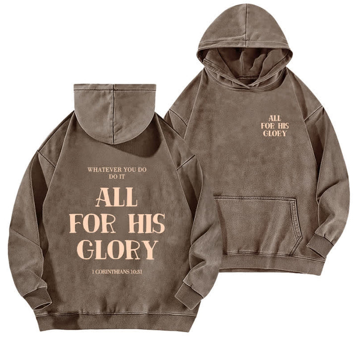 Christianartworkshop Beige gewaschener Hoodie mit Aufdruck des Bibelverses „All For His Glory“. - Kaffee - 5XL - image 12