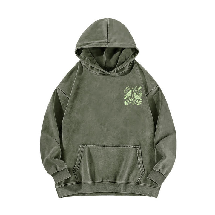 Christianartworkshop Lobet den Herrn! Beige gewaschener Hoodie mit botanischem Vogelmotiv - image 11