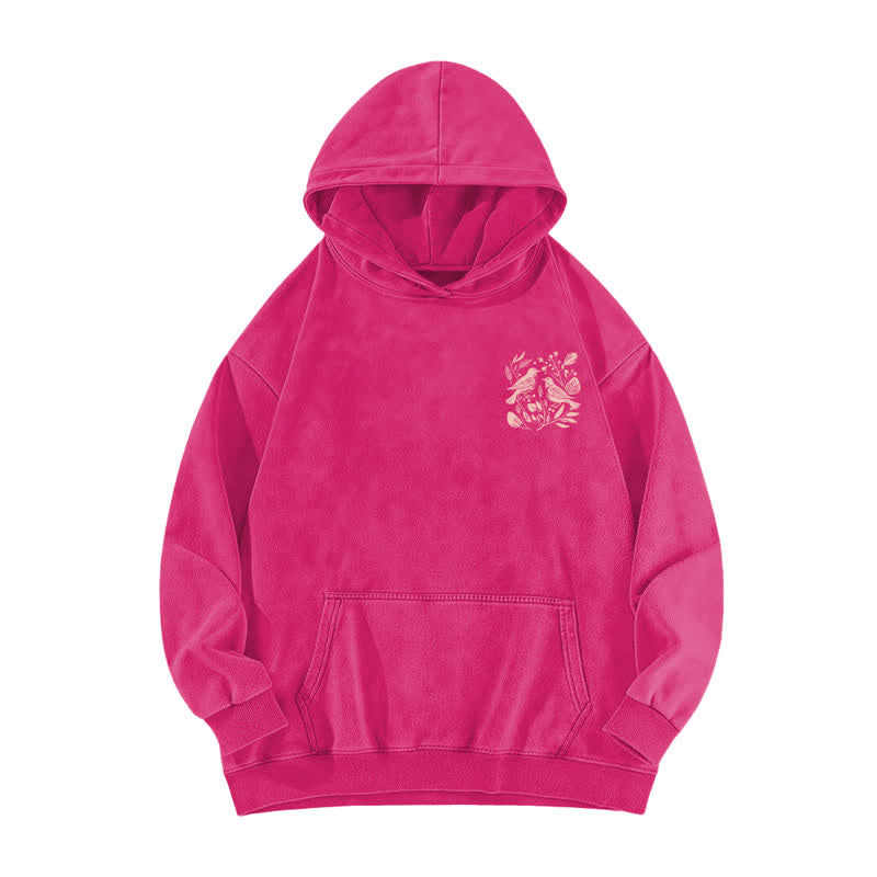 Christianartworkshop Lobet den Herrn! Beige gewaschener Hoodie mit botanischem Vogelmotiv - image 17