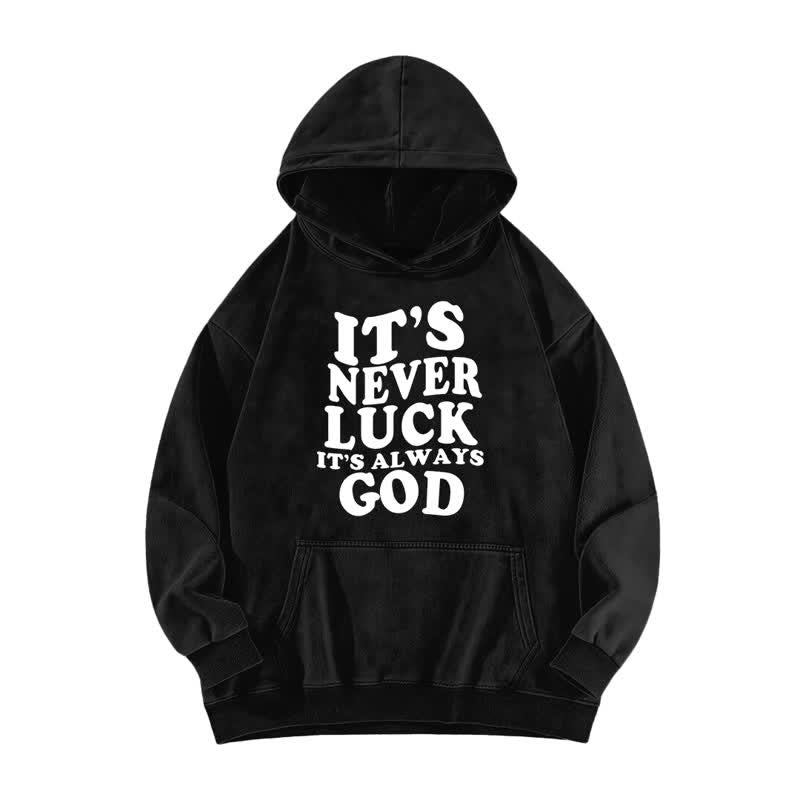 Christianartworkshop Es ist nie Glück, es ist immer Gott – Gewaschener Hoodie - Schwarz - 5XL - image 1