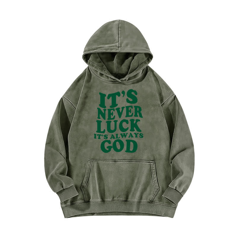 Christianartworkshop Es ist nie Glück, es ist immer Gott – Gewaschener Hoodie - Armeegrün - 5XL - image 3