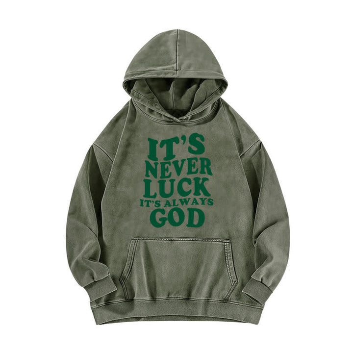 Christianartworkshop Es ist nie Glück, es ist immer Gott – Gewaschener Hoodie - Armeegrün - 5XL - image 3