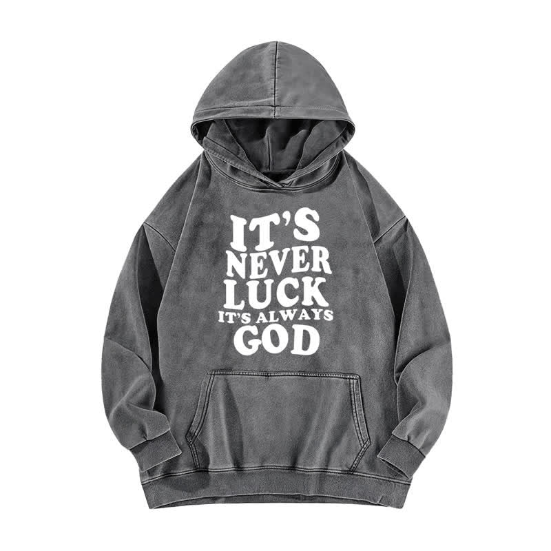 Christianartworkshop Es ist nie Glück, es ist immer Gott – Gewaschener Hoodie - Grau - 5XL - image 2