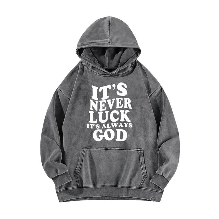 Christianartworkshop Es ist nie Glück, es ist immer Gott – Gewaschener Hoodie - Grau - 5XL - image 2