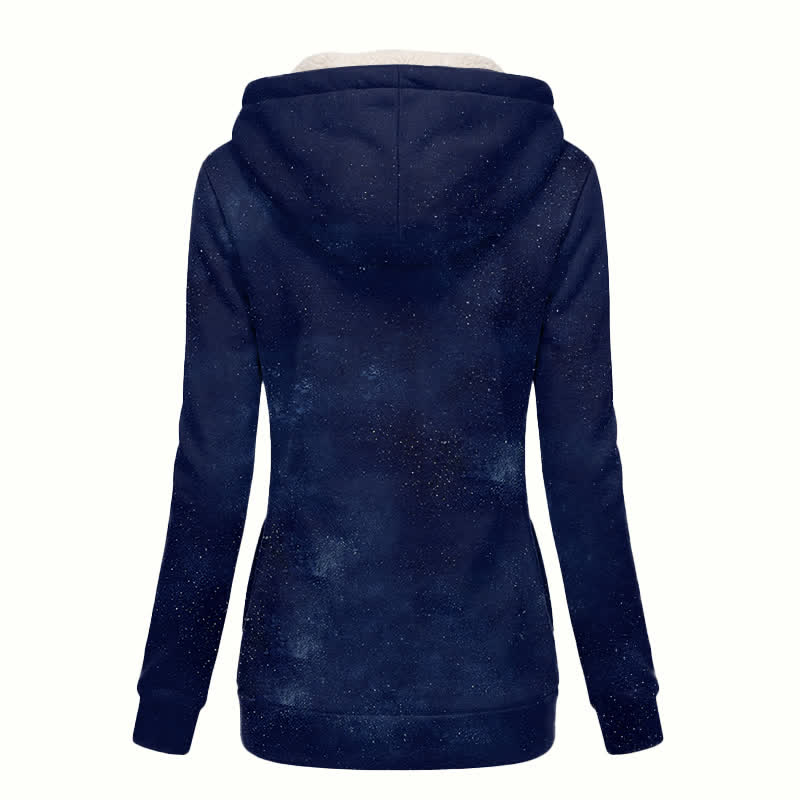 Christianartworkshop Marineblauer, kuscheliger Kapuzenpullover, Damen-Fleecemantel - image 1