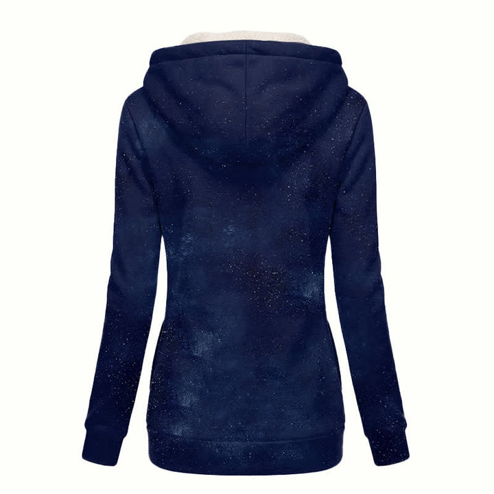 Christianartworkshop Marineblauer, kuscheliger Kapuzenpullover, Damen-Fleecemantel - image 1