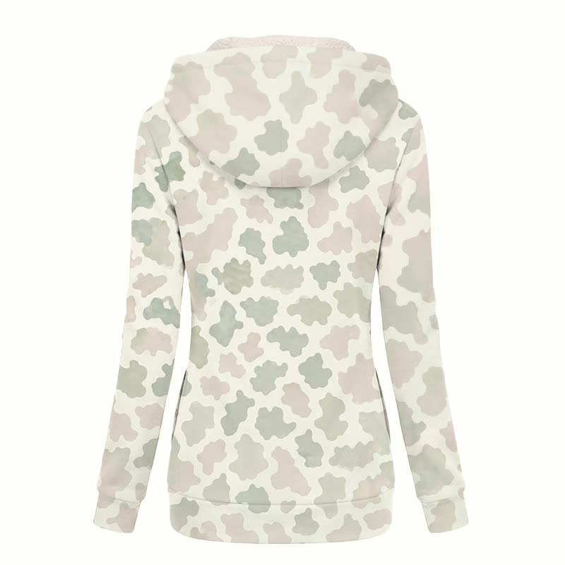 Christianartworkshop Damen-Fleecemantel mit Kapuze und neutralem Camouflage-Muster und Kreuzanhänger - image 1