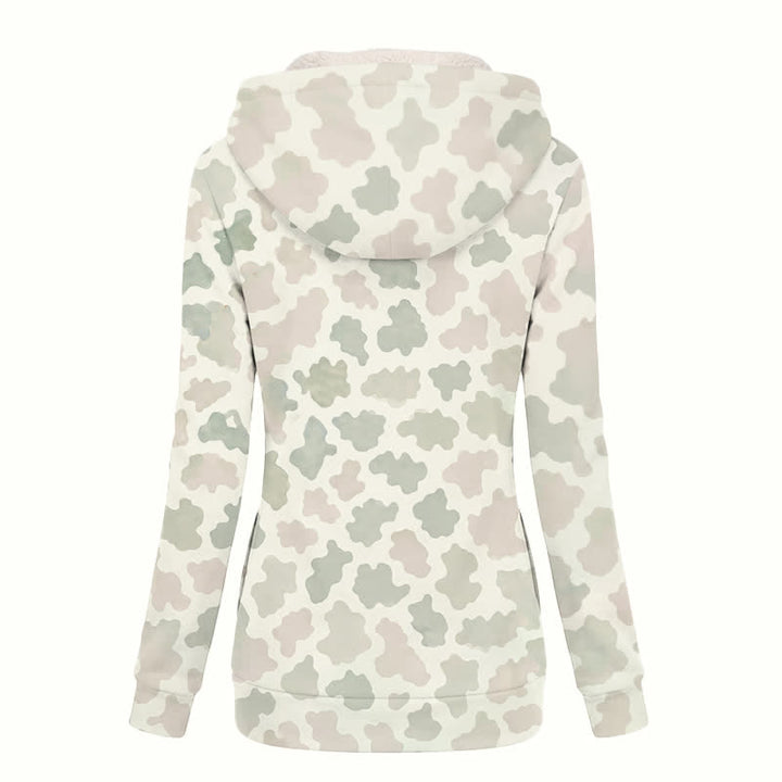 Christianartworkshop Damen-Fleecemantel mit Kapuze und neutralem Camouflage-Muster und Kreuzanhänger - image 1