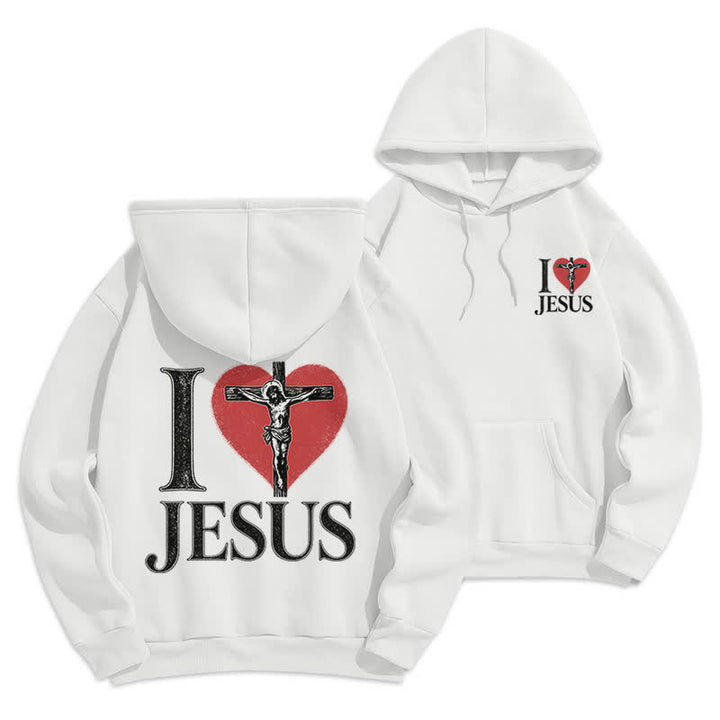Christianartworkshop Ich liebe Jesus Herzkreuz Fleecegefütterter Hoodie - image 9