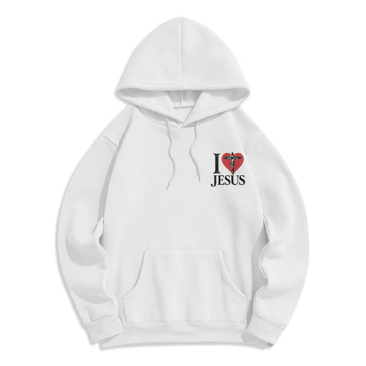 Christianartworkshop Ich liebe Jesus Herzkreuz Fleecegefütterter Hoodie - Weiß - 2XL - image 11