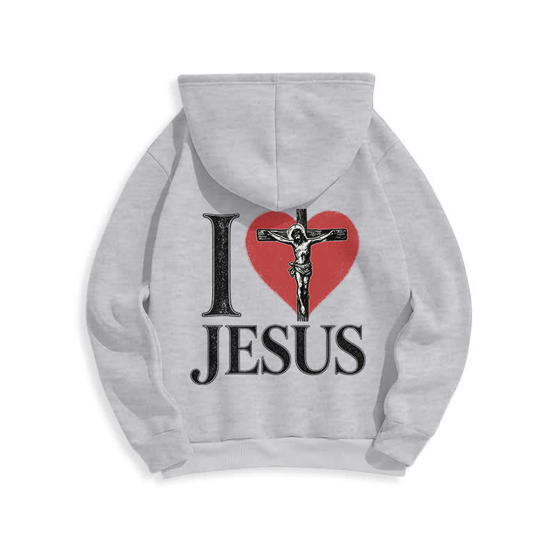 Christianartworkshop Ich liebe Jesus Herzkreuz Fleecegefütterter Hoodie - image 1