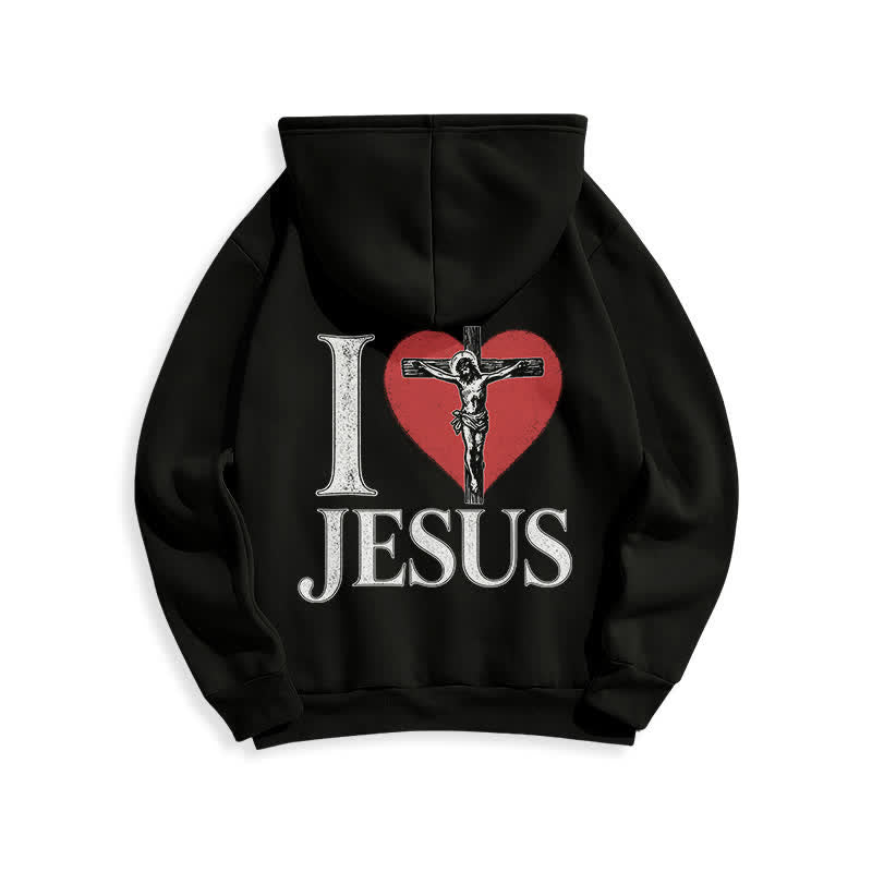 Christianartworkshop Ich liebe Jesus Herzkreuz Fleecegefütterter Hoodie - image 4
