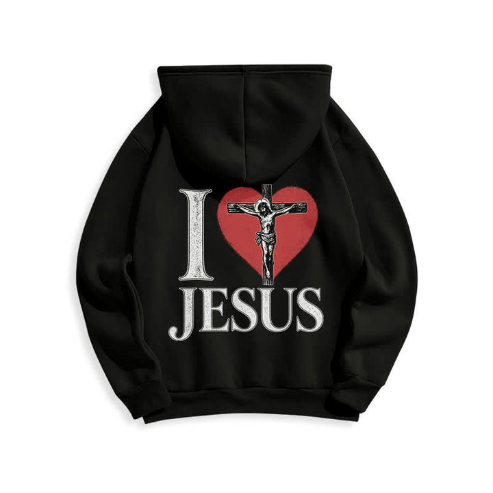 Christianartworkshop Ich liebe Jesus Herzkreuz Fleecegefütterter Hoodie - image 4