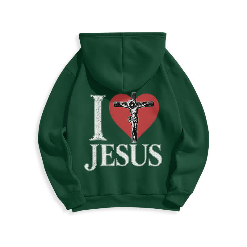 Christianartworkshop Ich liebe Jesus Herzkreuz Fleecegefütterter Hoodie - image 19