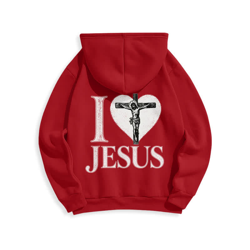 Christianartworkshop Ich liebe Jesus Herzkreuz Fleecegefütterter Hoodie - image 13