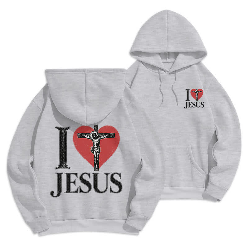 Christianartworkshop Ich liebe Jesus Herzkreuz Fleecegefütterter Hoodie - image 0