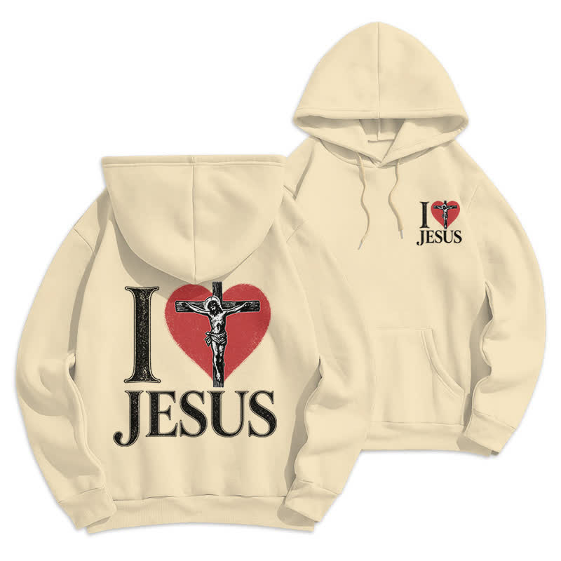 Christianartworkshop Ich liebe Jesus Herzkreuz Fleecegefütterter Hoodie - image 21