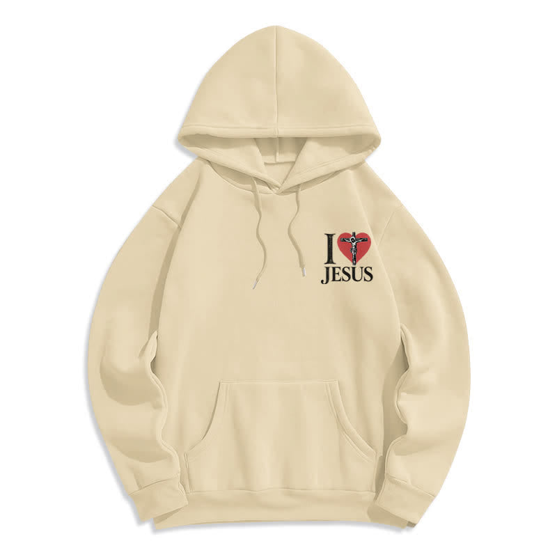 Christianartworkshop Ich liebe Jesus Herzkreuz Fleecegefütterter Hoodie - Beige - 2XL - image 23