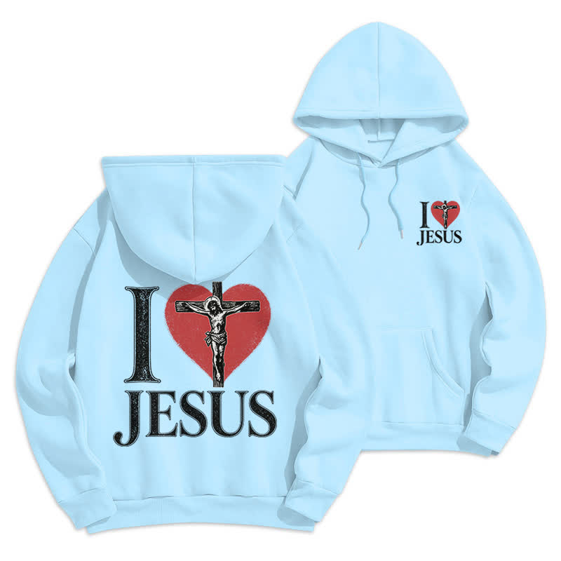Christianartworkshop Ich liebe Jesus Herzkreuz Fleecegefütterter Hoodie - Blau - 2XL - image 15