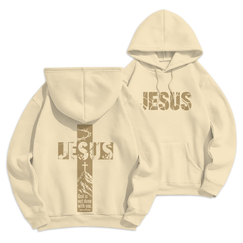 Christianartworkshop Jesus Graffiti „Gott ist noch nicht fertig mit dir“-Hoodie - Beige - 2XL - image 0
