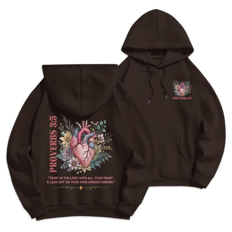 Christianartworkshop Sprüche 3:5 Floral Heart Streetwear Fleecegefütterter Hoodie - Braun - 2XL - image 6