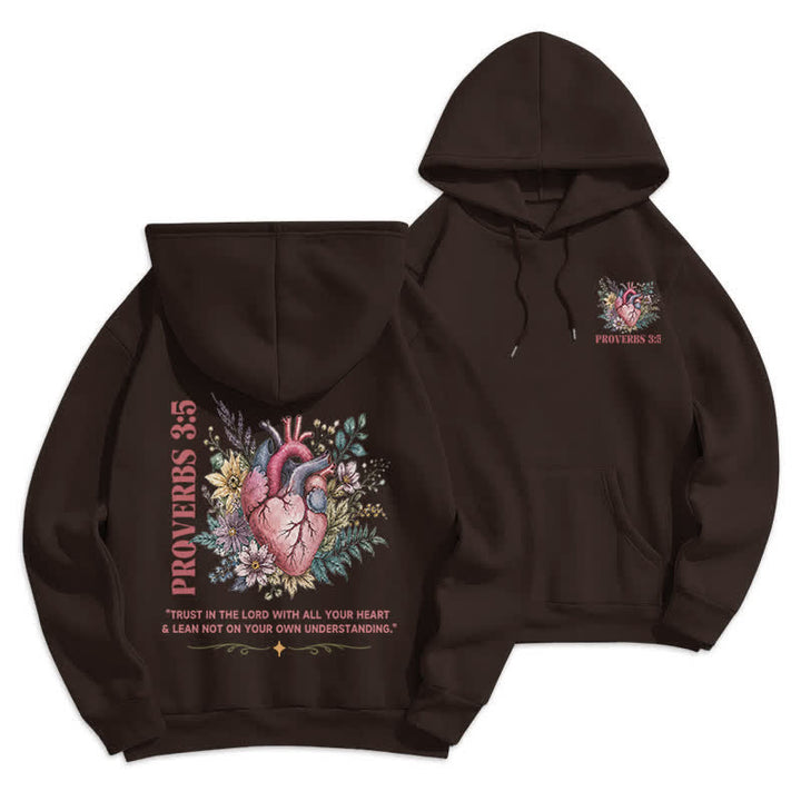 Christianartworkshop Sprüche 3:5 Floral Heart Streetwear Fleecegefütterter Hoodie - Braun - 2XL - image 6