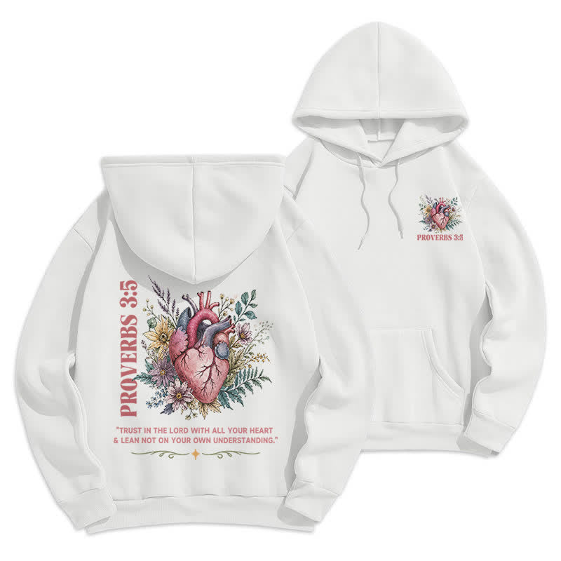 Christianartworkshop Sprüche 3:5 Floral Heart Streetwear Fleecegefütterter Hoodie - Weiß - 2XL - image 0