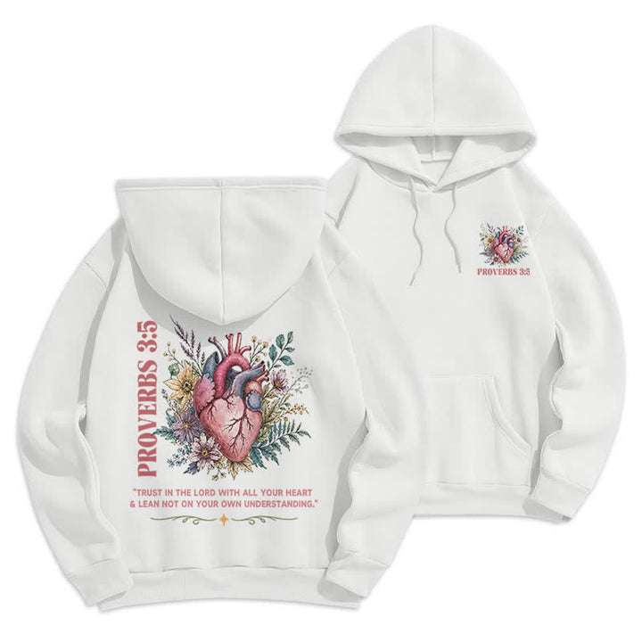 Christianartworkshop Sprüche 3:5 Floral Heart Streetwear Fleecegefütterter Hoodie - Weiß - 2XL - image 0