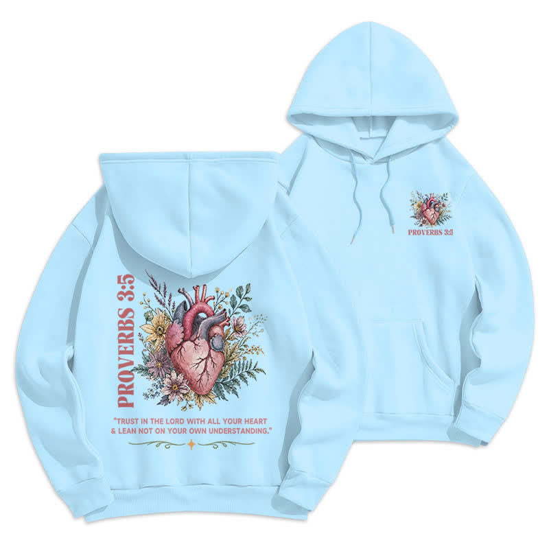 Christianartworkshop Sprüche 3:5 Floral Heart Streetwear Fleecegefütterter Hoodie - Blau - 2XL - image 15