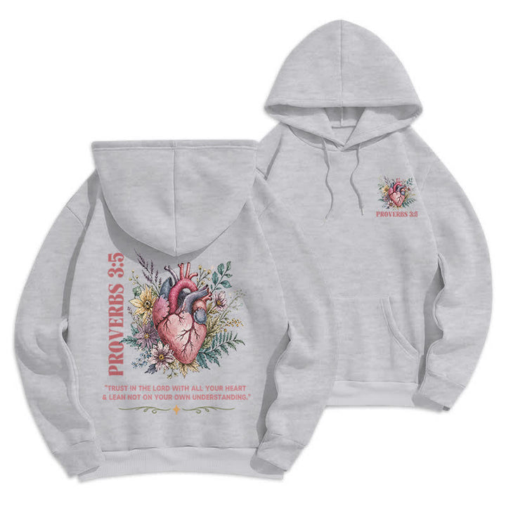 Christianartworkshop Sprüche 3:5 Floral Heart Streetwear Fleecegefütterter Hoodie - Grau - 2XL - image 9
