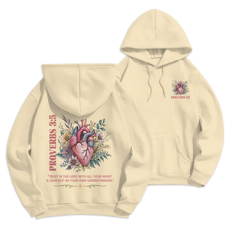 Christianartworkshop Sprüche 3:5 Floral Heart Streetwear Fleecegefütterter Hoodie - Beige - 2XL - image 12