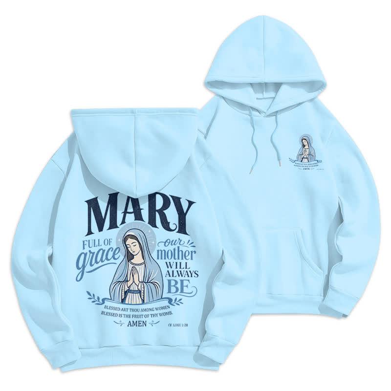 Christianartworkshop Mary Full Of Grace Weißer Streetwear Fleecegefütterter Hoodie - Blau - 2XL - image 21